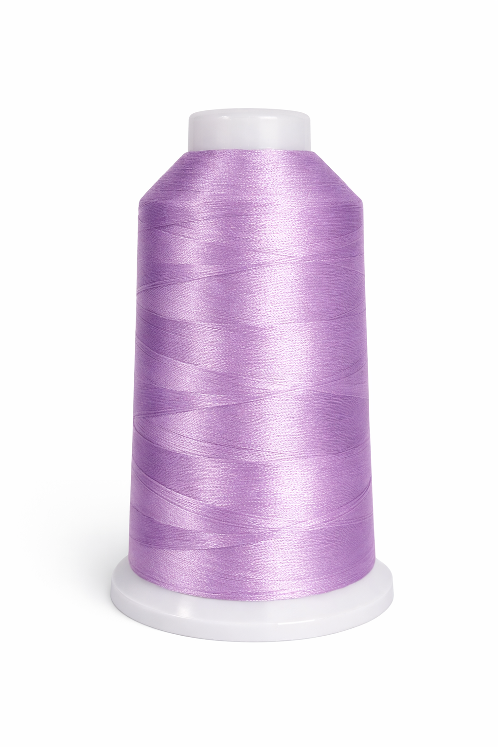 Spool of purple thread on a white background