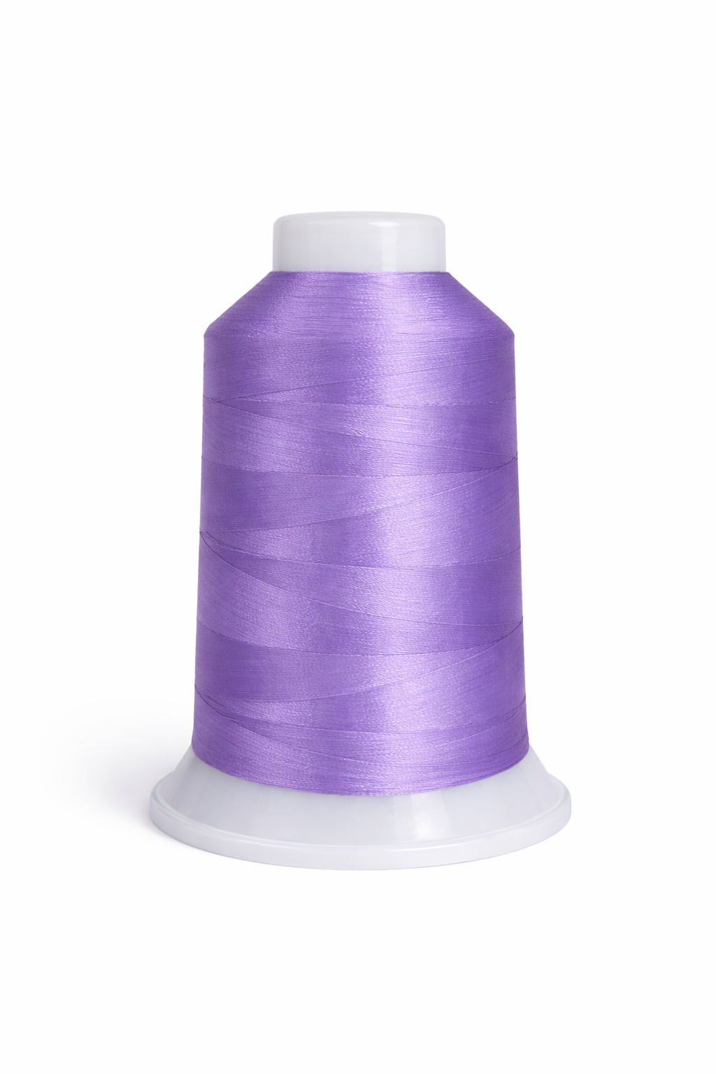 Spool of purple thread on a white background
