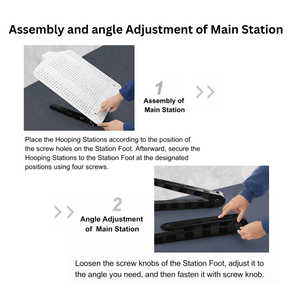 Instructions for assembling and adjusting a main station with text and images.