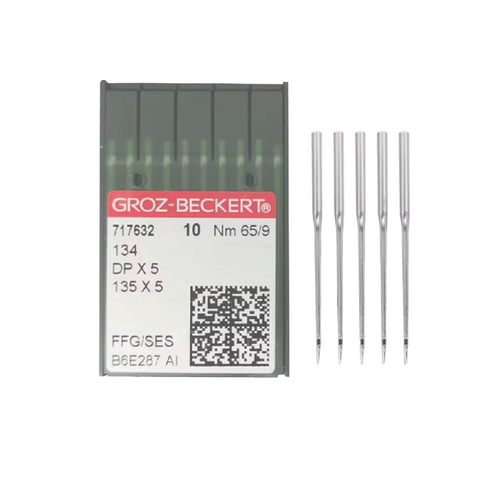 Groz-Beckert needle pack with three needles on a white background