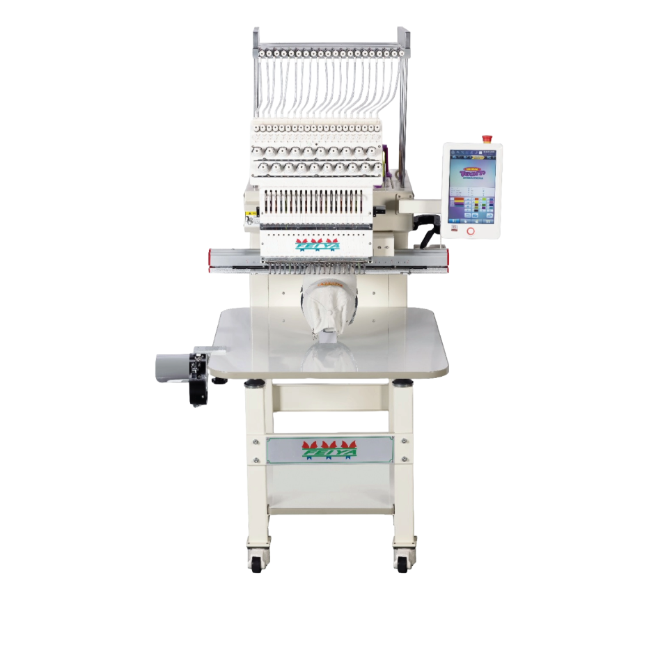 Feiya Embroidery machine with needle bar and digital display on a white background