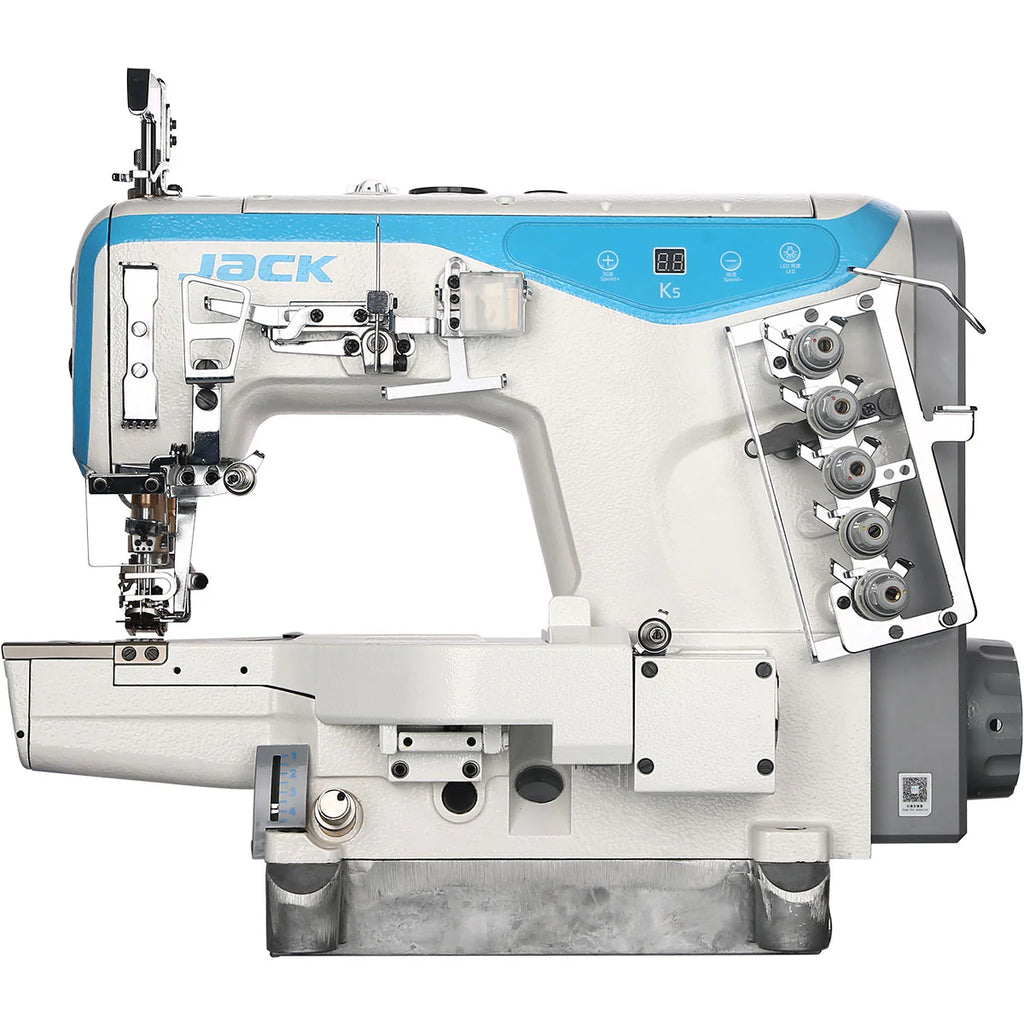 JACK K5-D-01GBX364 Cylinder Arm Coverstitch Machine – 3 Needle, 5 Thread | Direct Drive