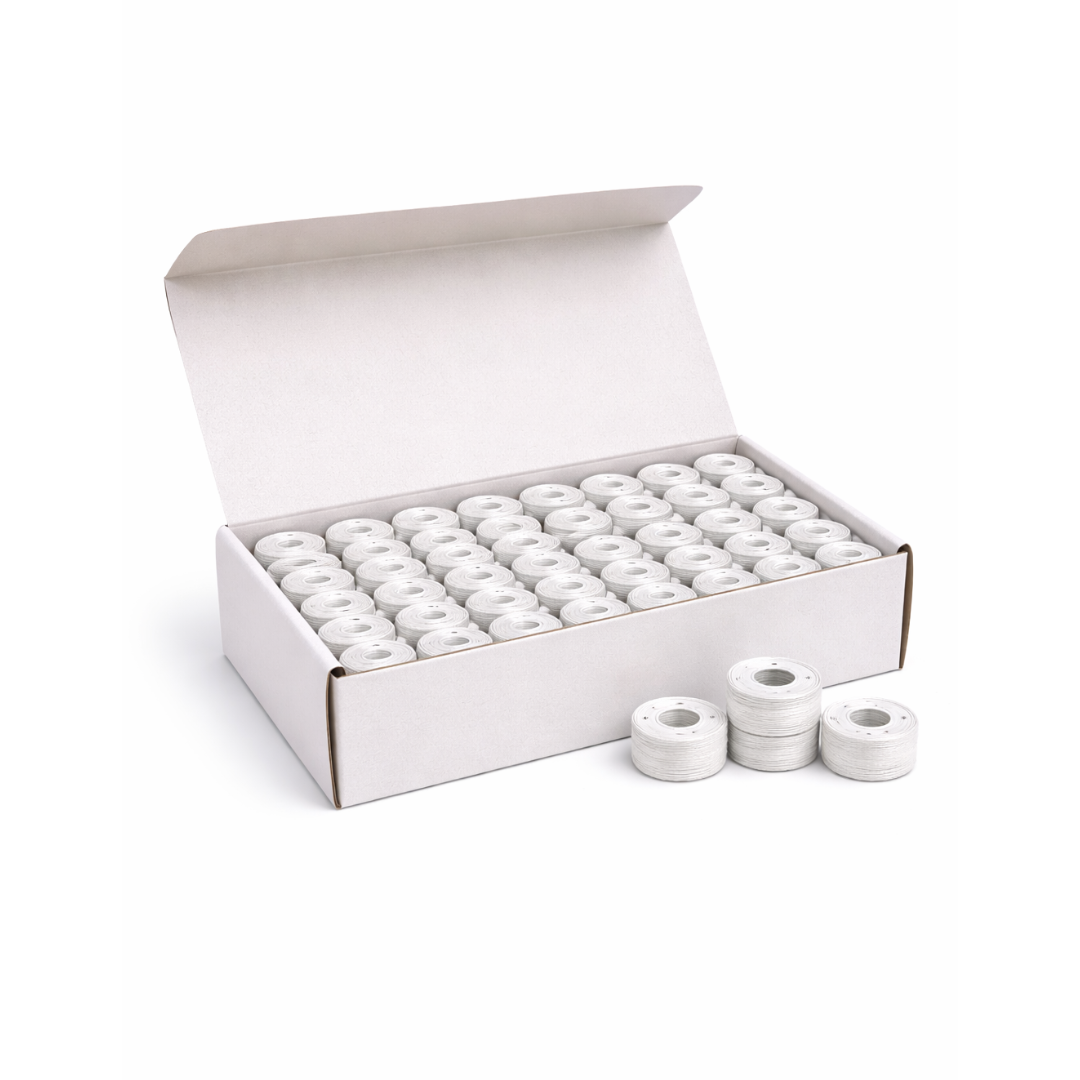 Underthread Box – Embroidery Bobbin | 144 Yards per Bobbin / 144 Bobbins per Box