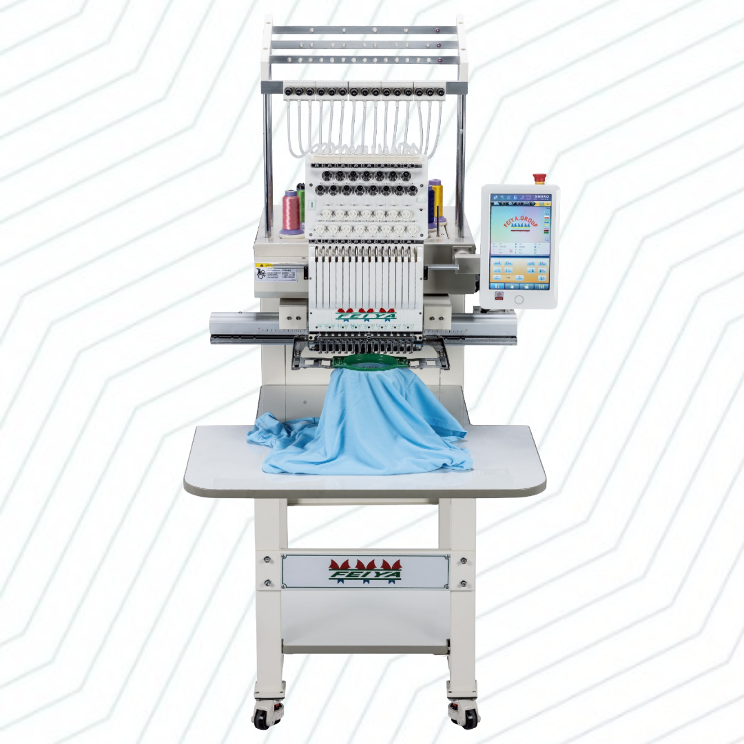 One head 15 needles Feiya embroidery machine, with LCD control display, white stand 